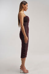 FOREVER FLIRTY RUCHED MIDI DRESS