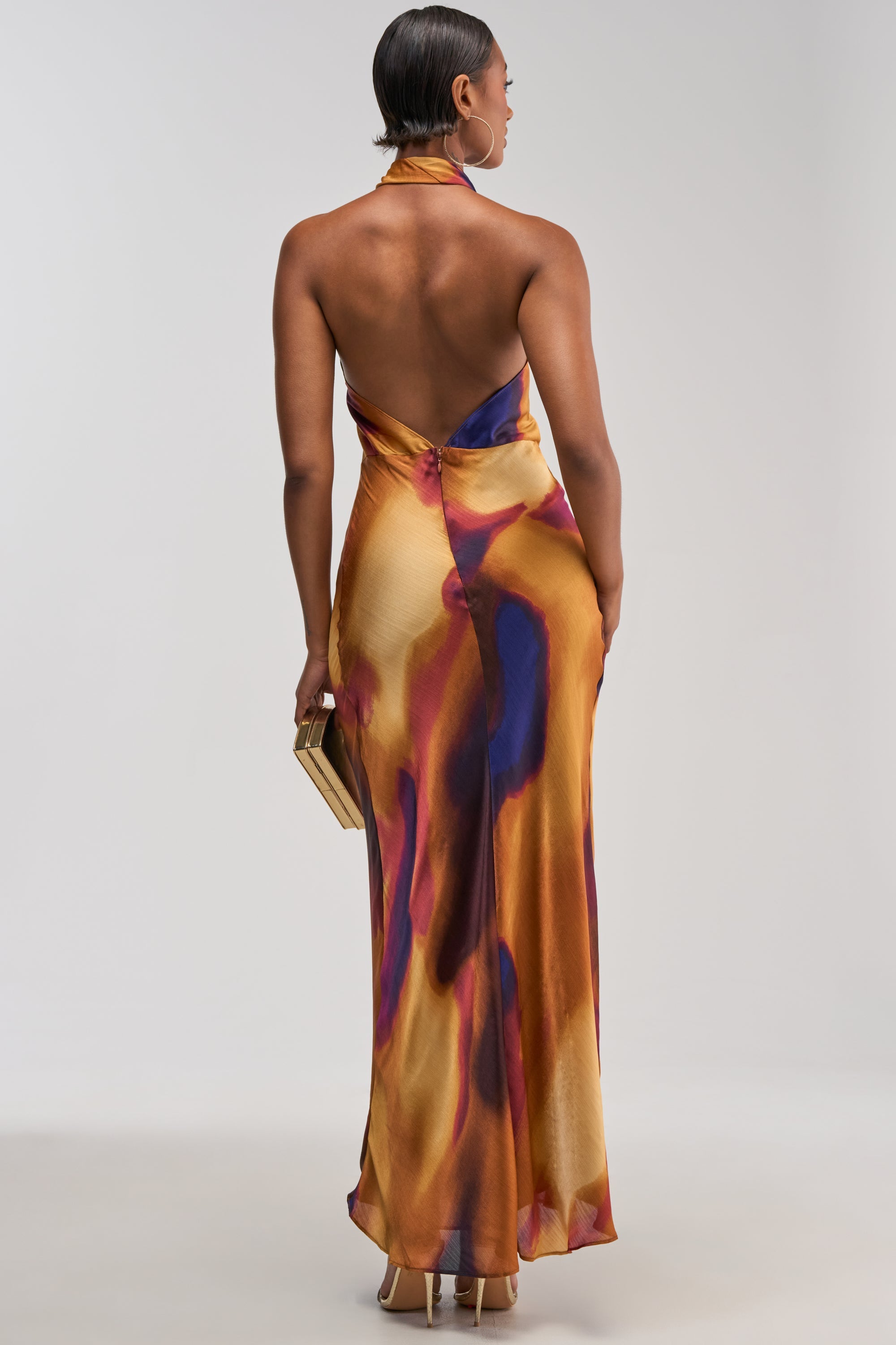 SUNKISSED ABSTRACT MAXI DRESS IN BROWN MULTI