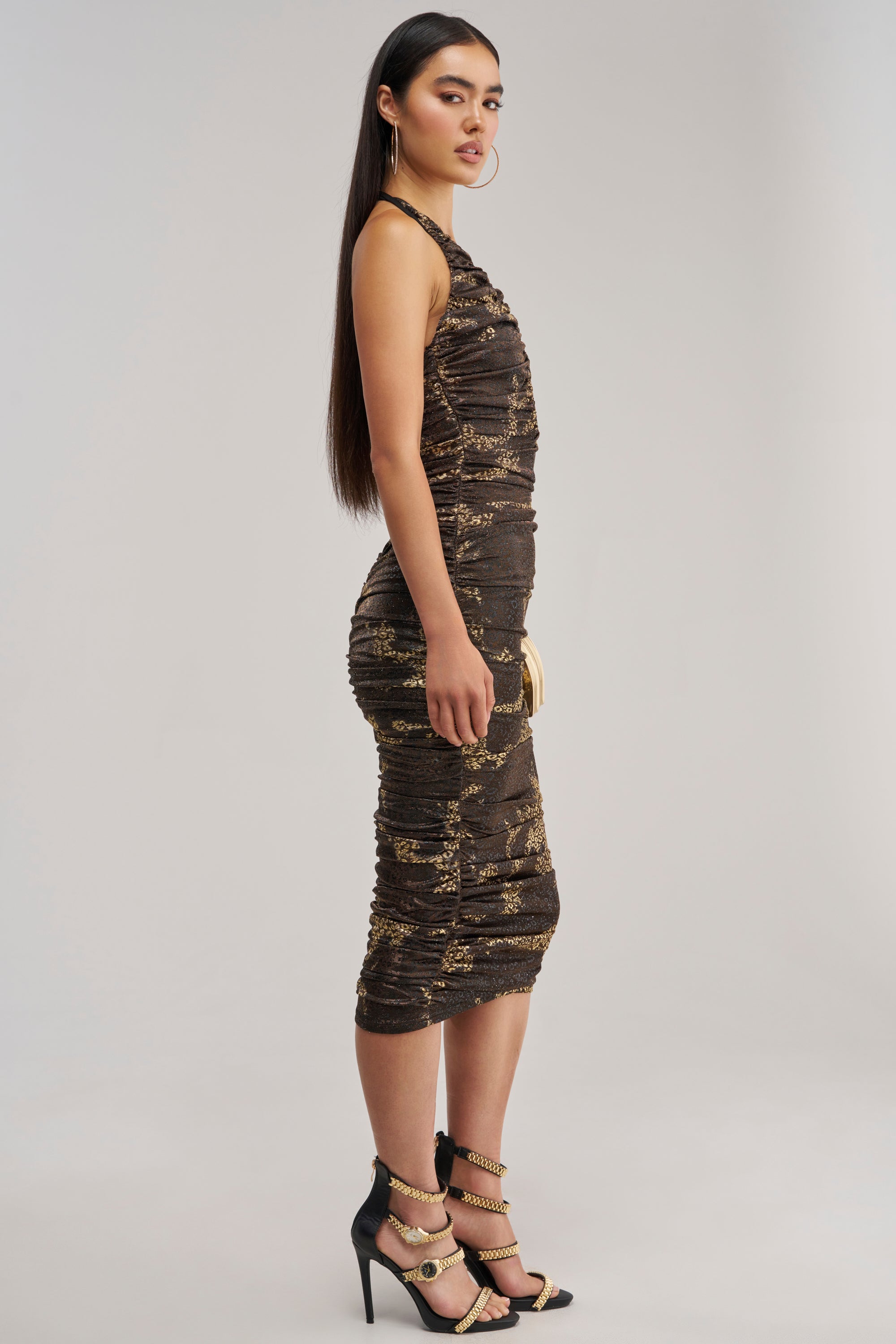 SPOTLIGHT ON ME MESH MAXI DRESS IN BROWN