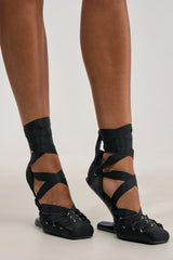 AZALEA WANG PIROUETTE BLACK WEDGE PUMP