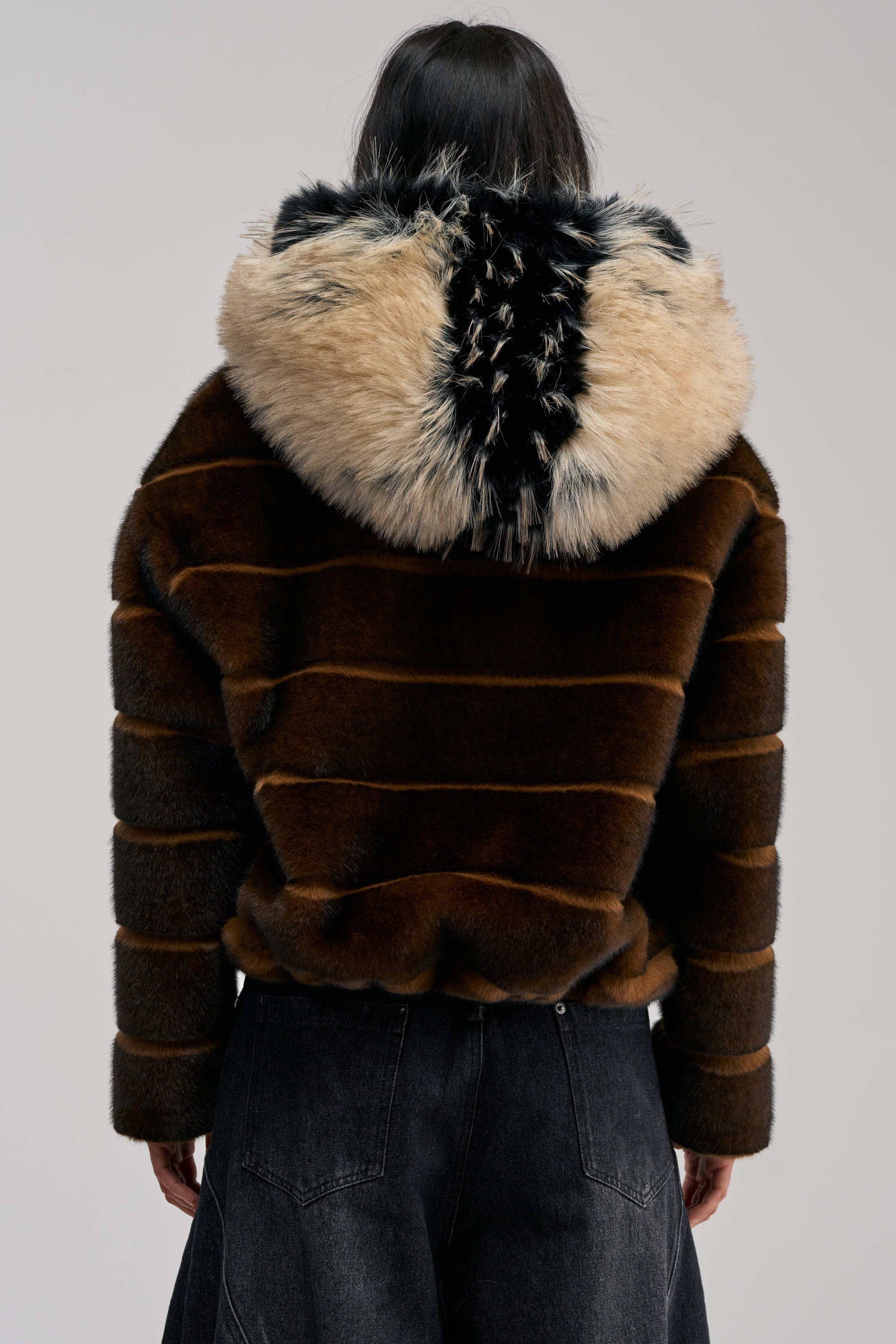 PORTIA HOODED FAUX FUR BOMBER