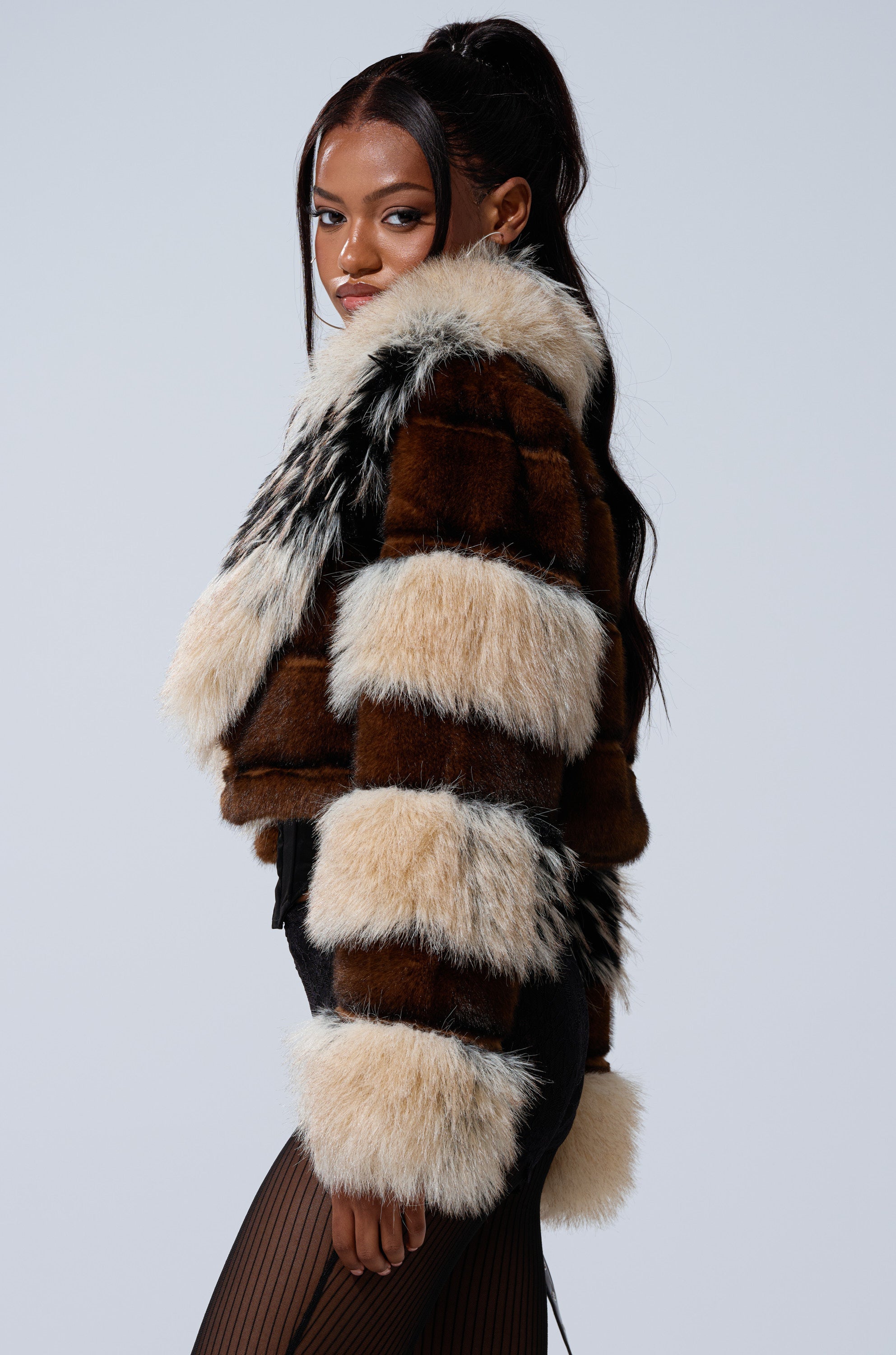 PORTIA CROPPED FAUX FUR JACKET