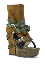 AZALEA WANG ROTHKO OLIVE WEDGE SANDAL