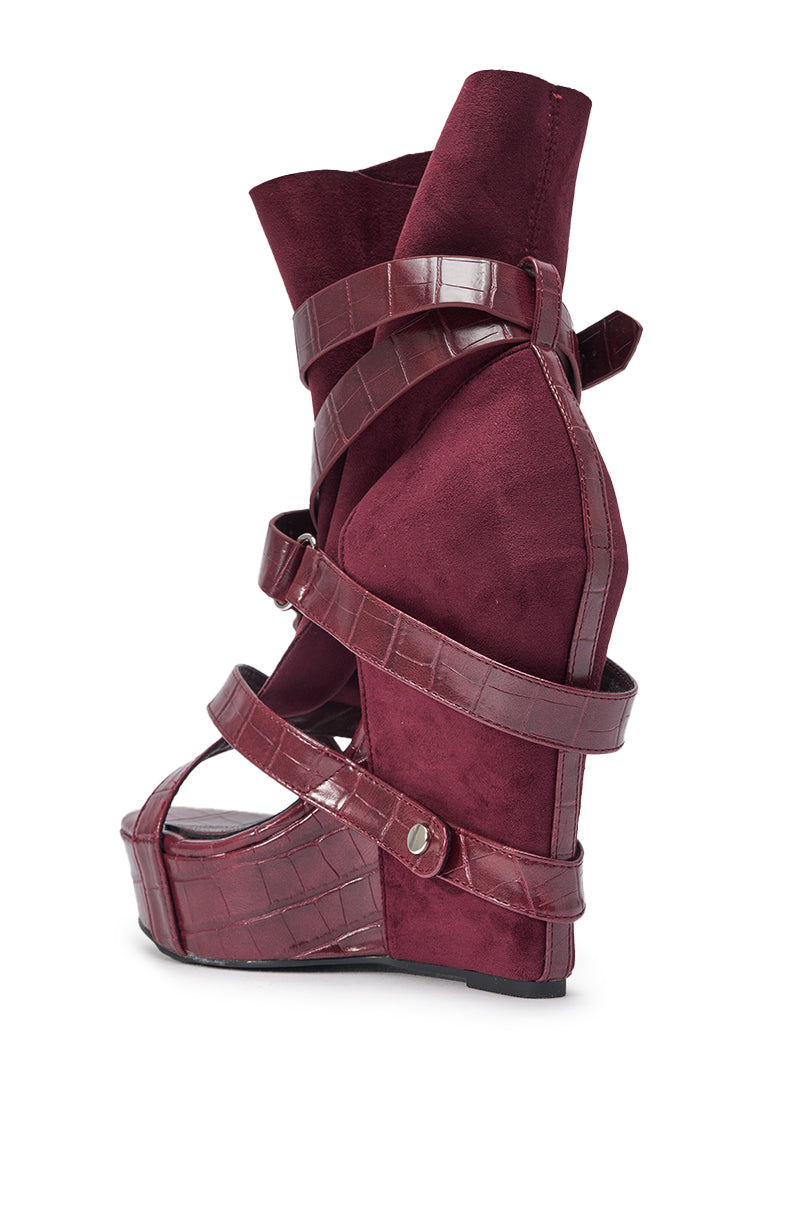 AZALEA WANG ROTHKO WEDGE SANDAL IN PLUM