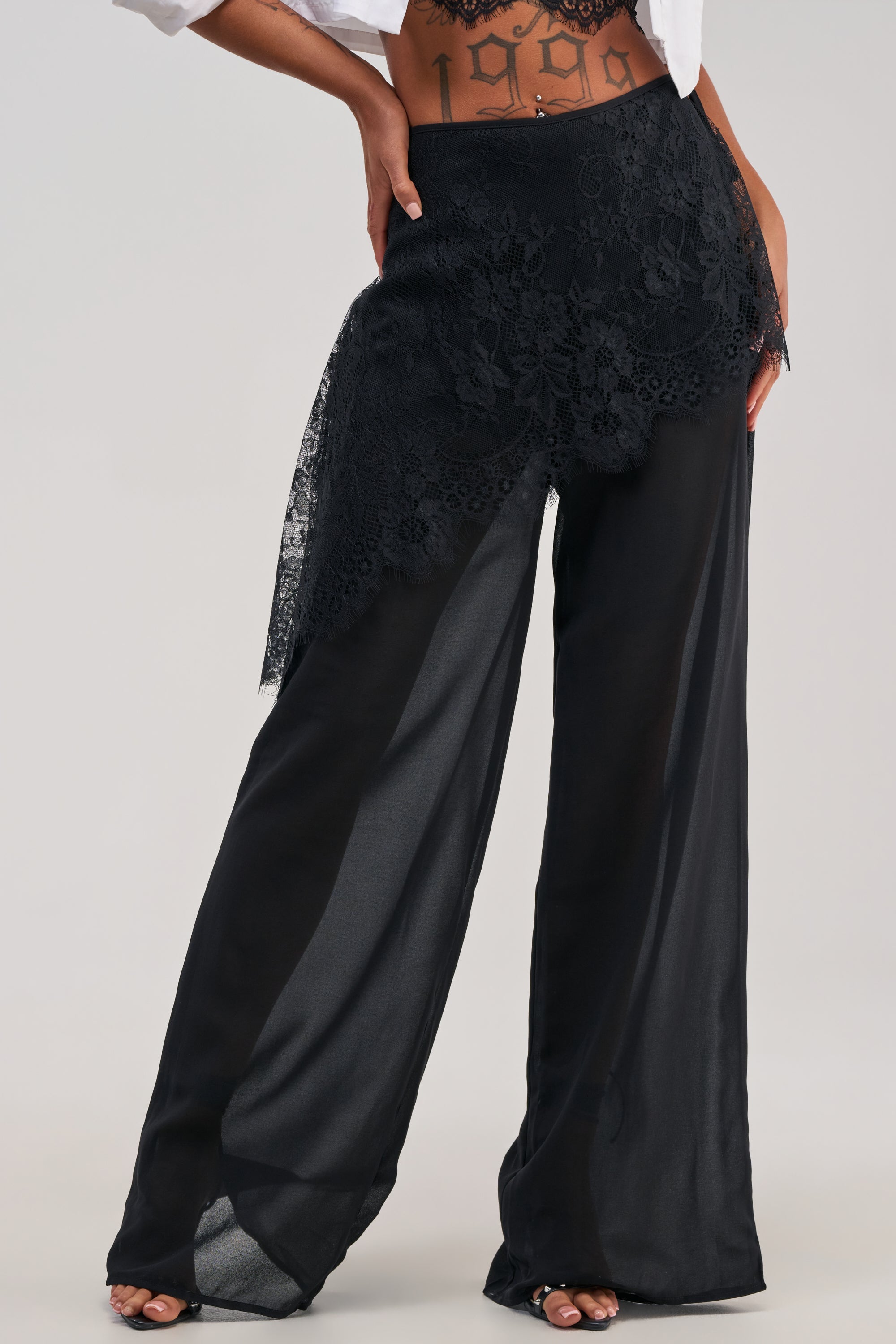 DRIFT AWAY PALAZZO PANT WITH LACE SKIRT OVERLAY