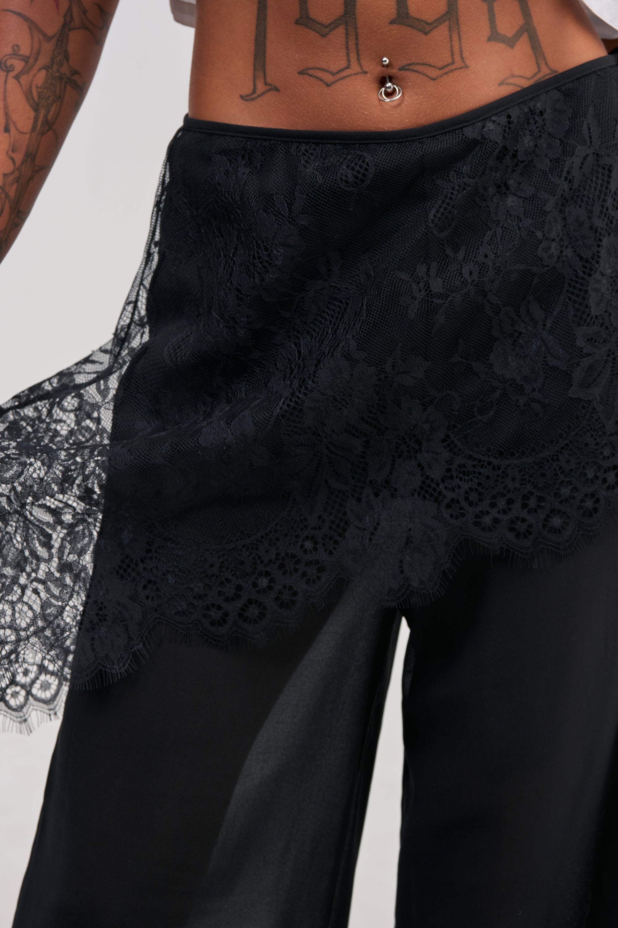 DRIFT AWAY PALAZZO PANT WITH LACE SKIRT OVERLAY