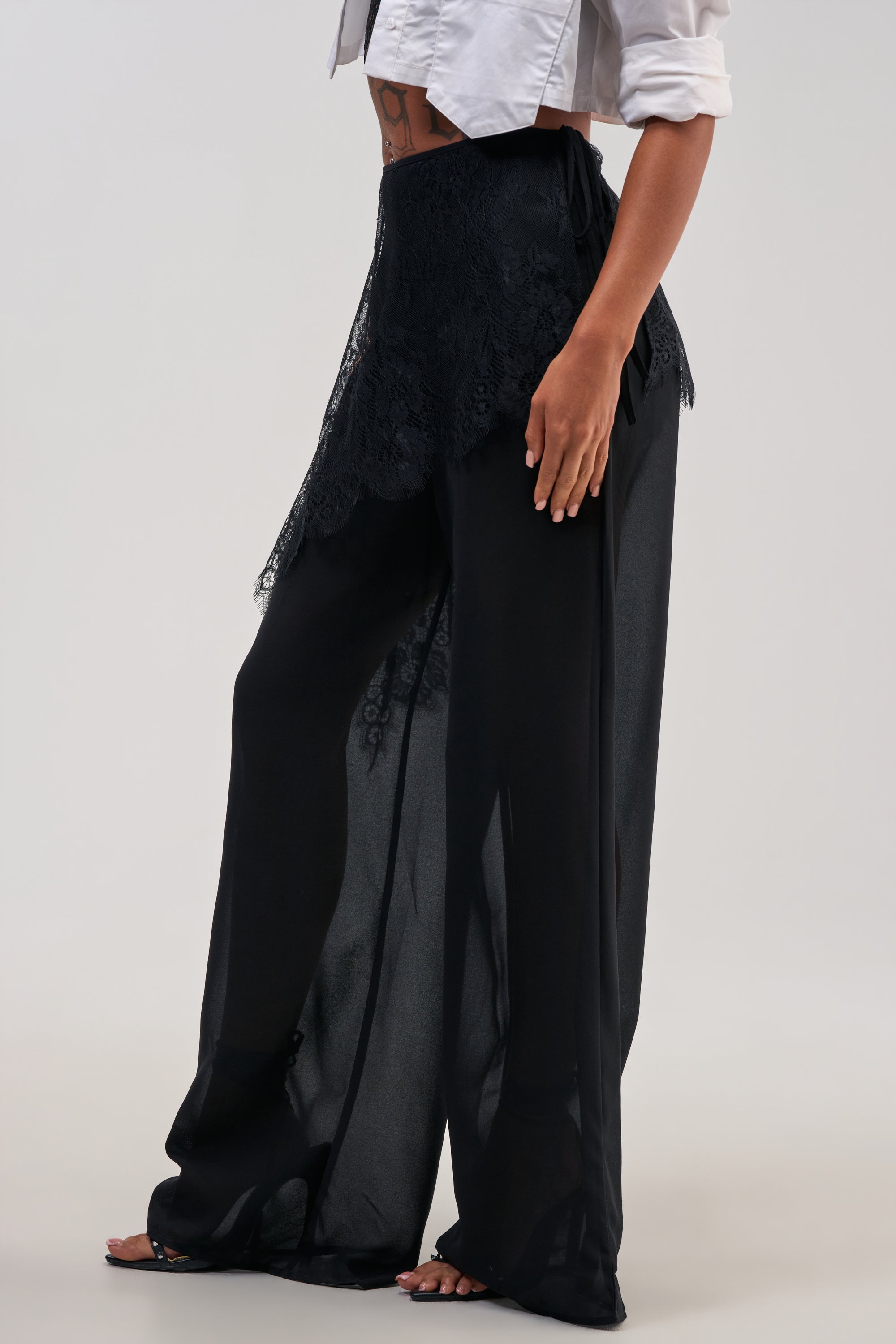 DRIFT AWAY PALAZZO PANT WITH LACE SKIRT OVERLAY