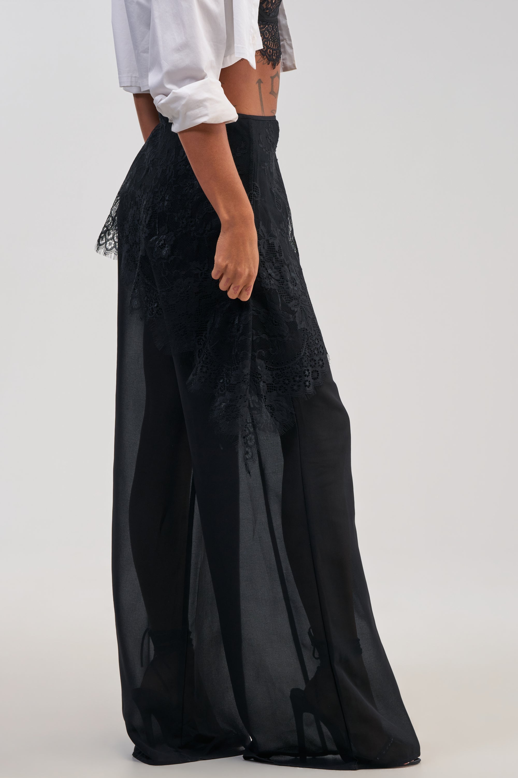DRIFT AWAY PALAZZO PANT WITH LACE SKIRT OVERLAY