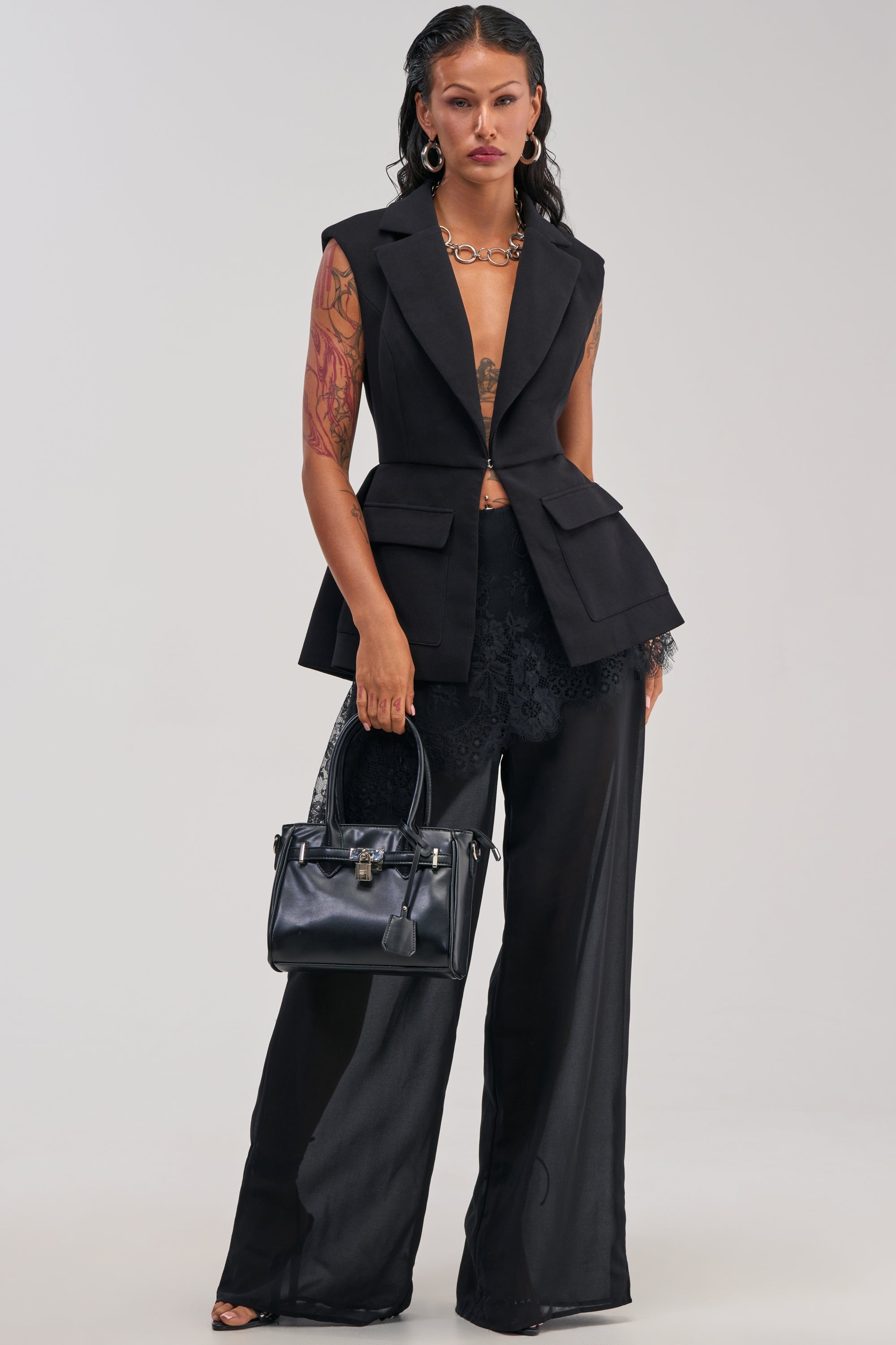 DRIFT AWAY PALAZZO PANT WITH LACE SKIRT OVERLAY