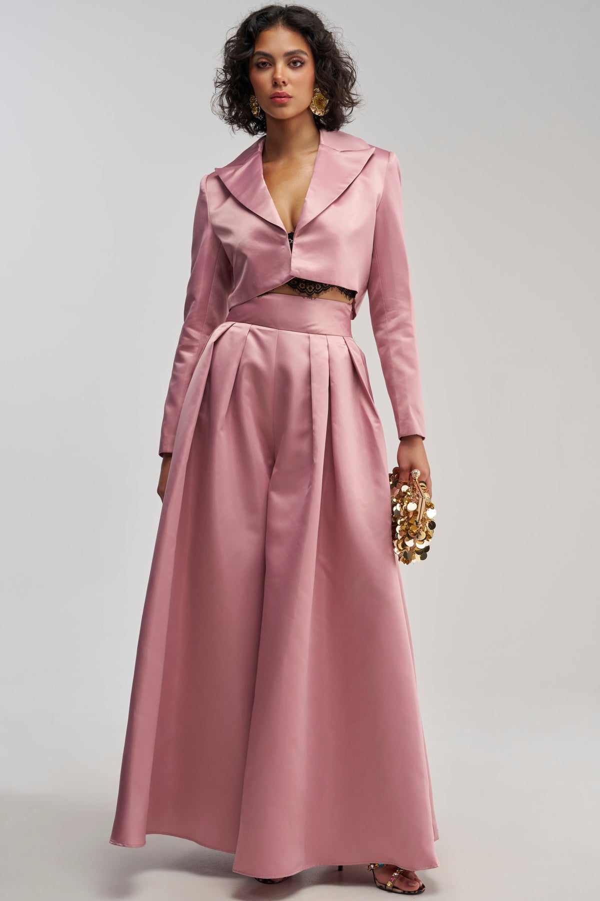 LILA SATIN TROUSER IN MAUVE
