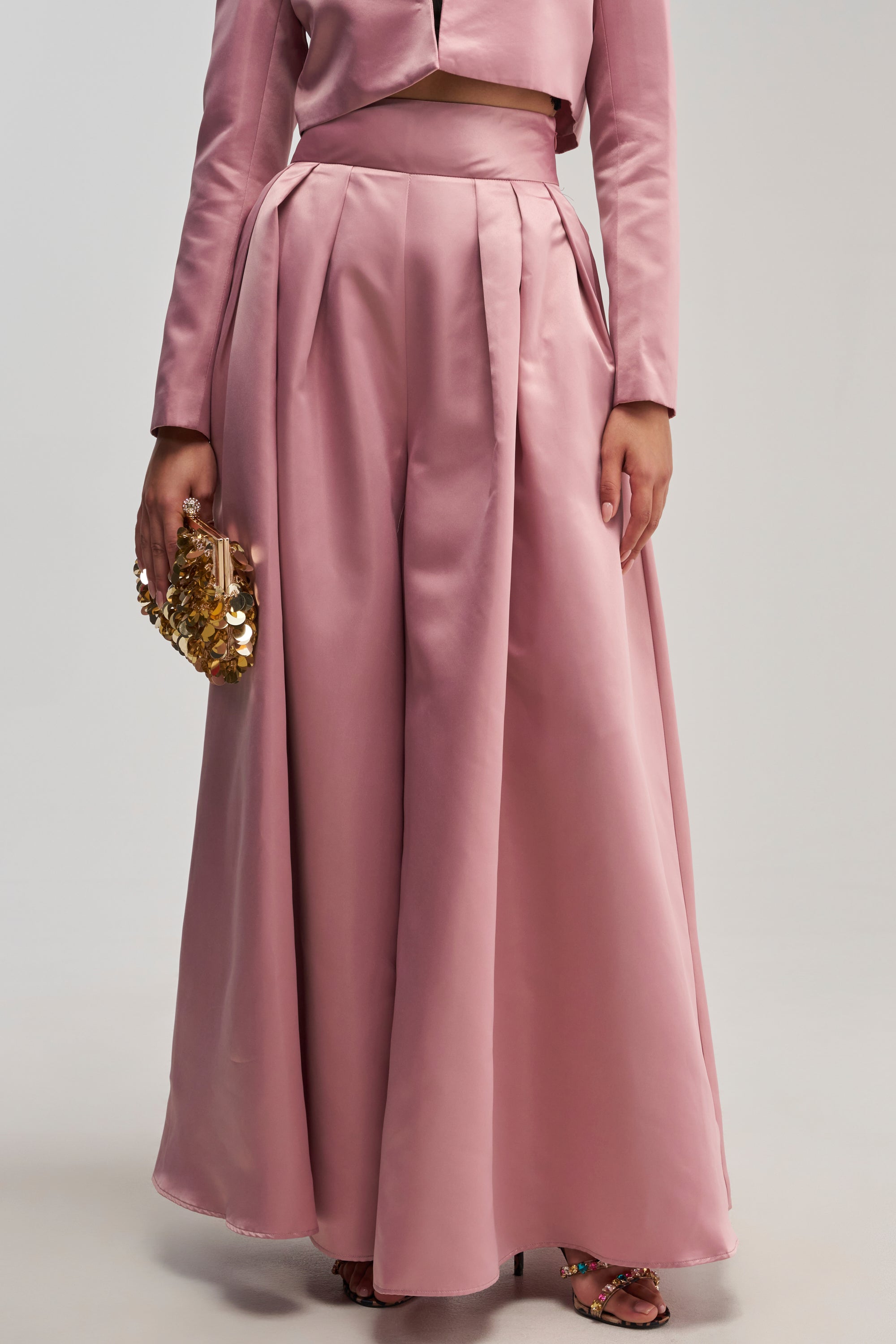 LILA SATIN TROUSER IN MAUVE