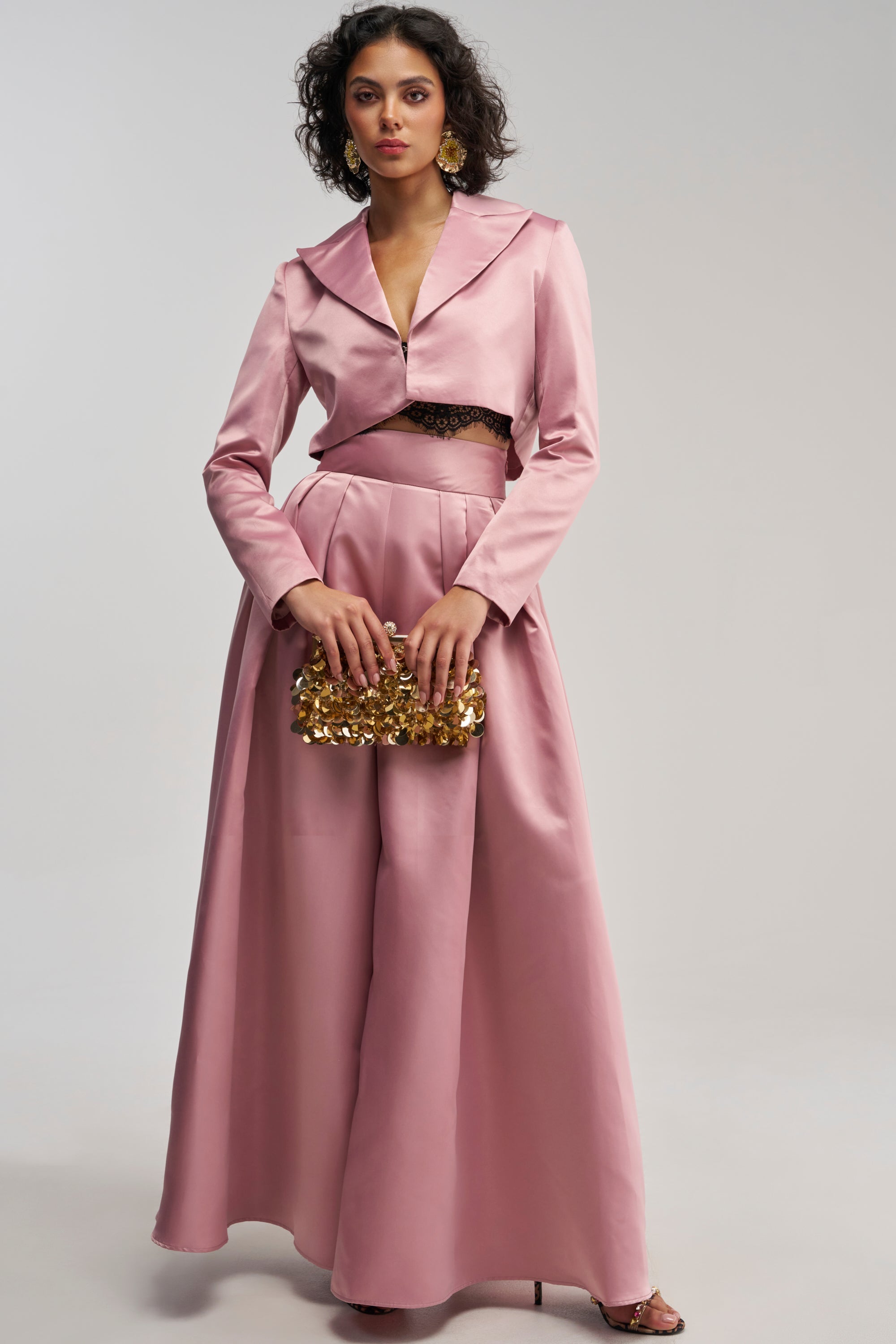 LILA SATIN TROUSER IN MAUVE