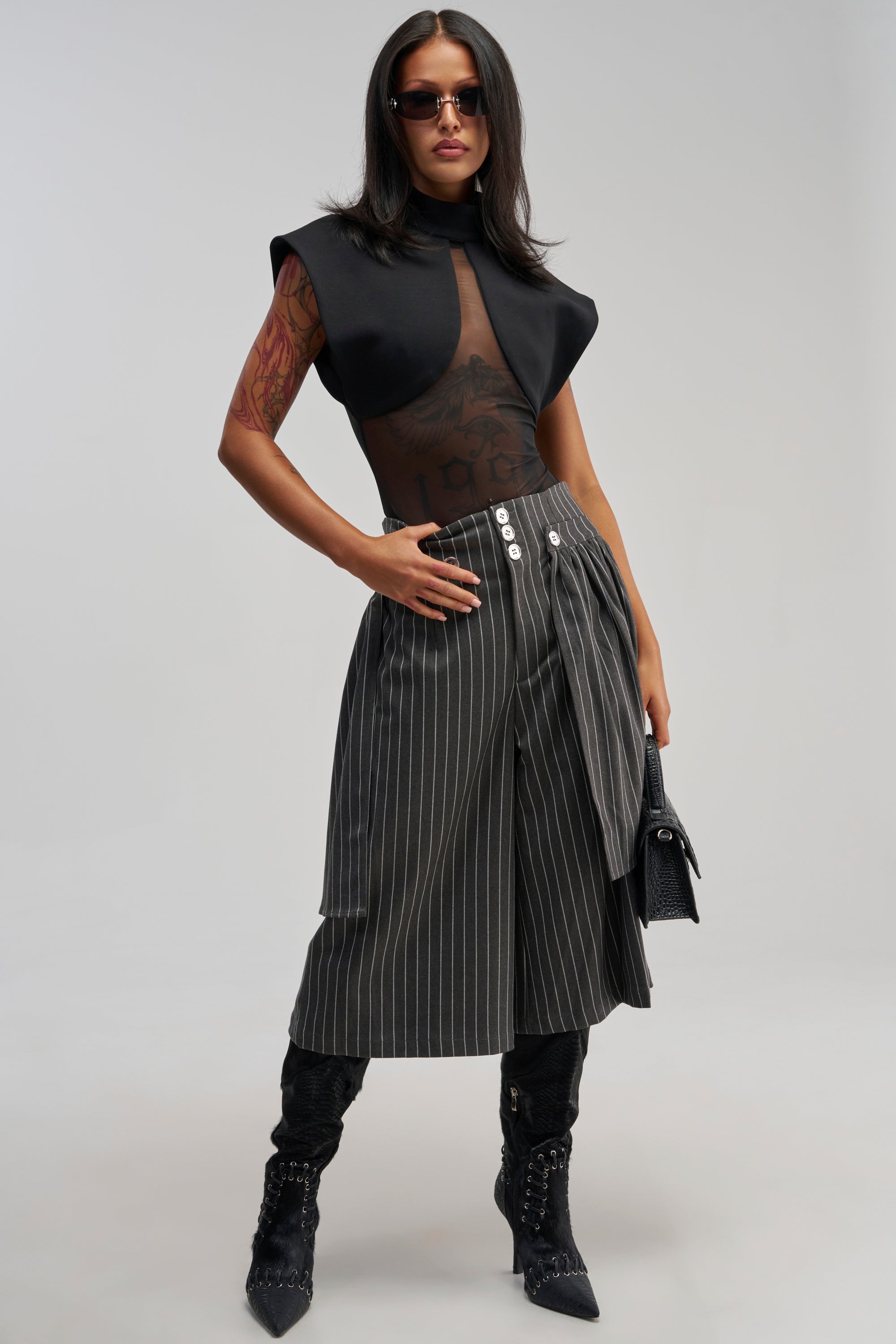 OFFICE SIREN STRIPED GAUCHO PANT
