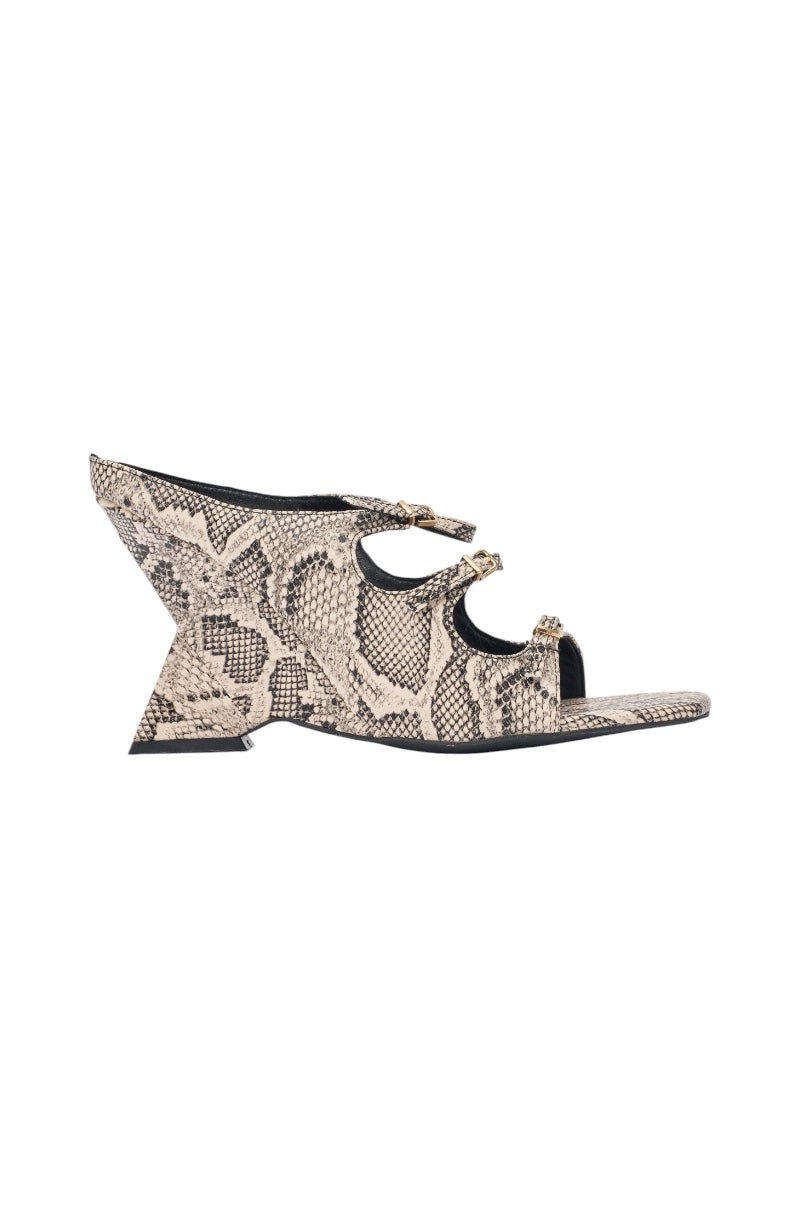SAFESIDE SNAKE PRINT PU WEDGE SANDAL