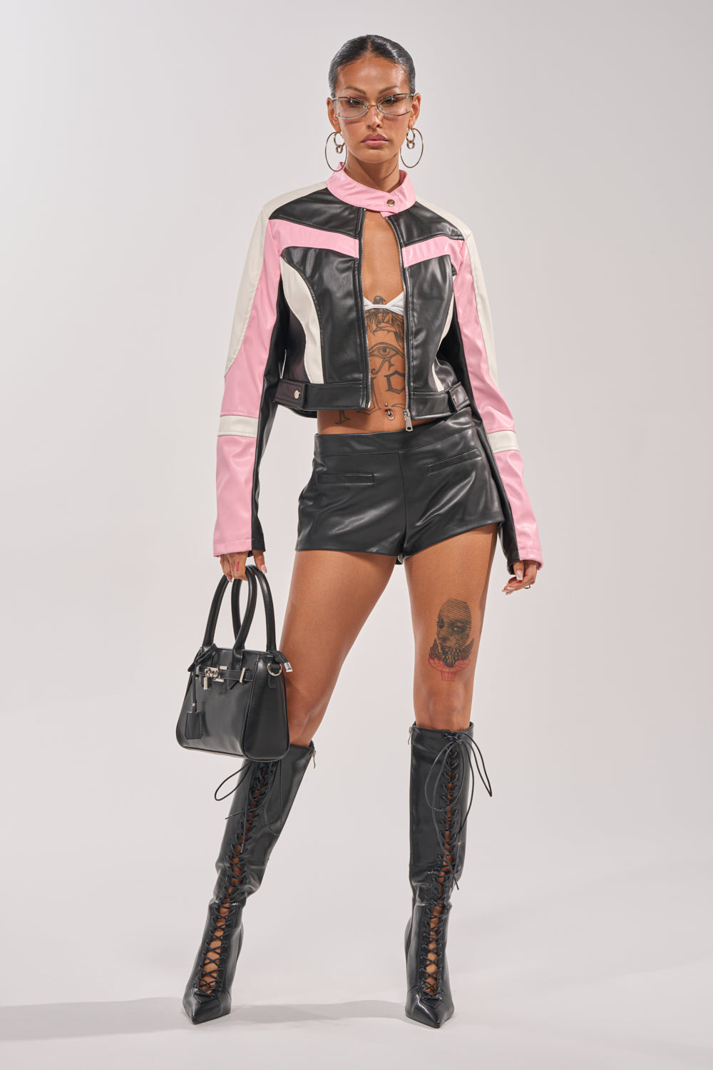 LOCKED UP FAUX LEATHER SHORT