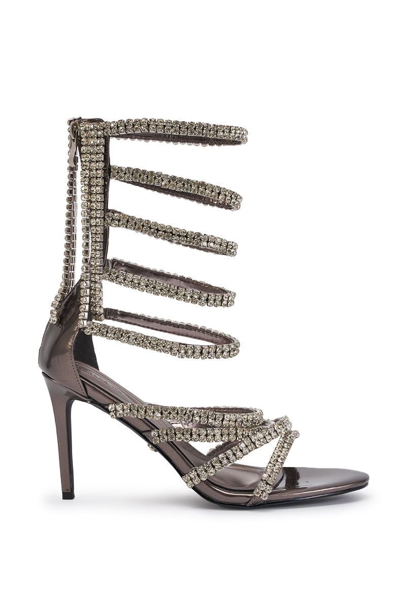 AZALEA WANG SHAYLA SILVER RHINESTONE STILETTO SANDAL
