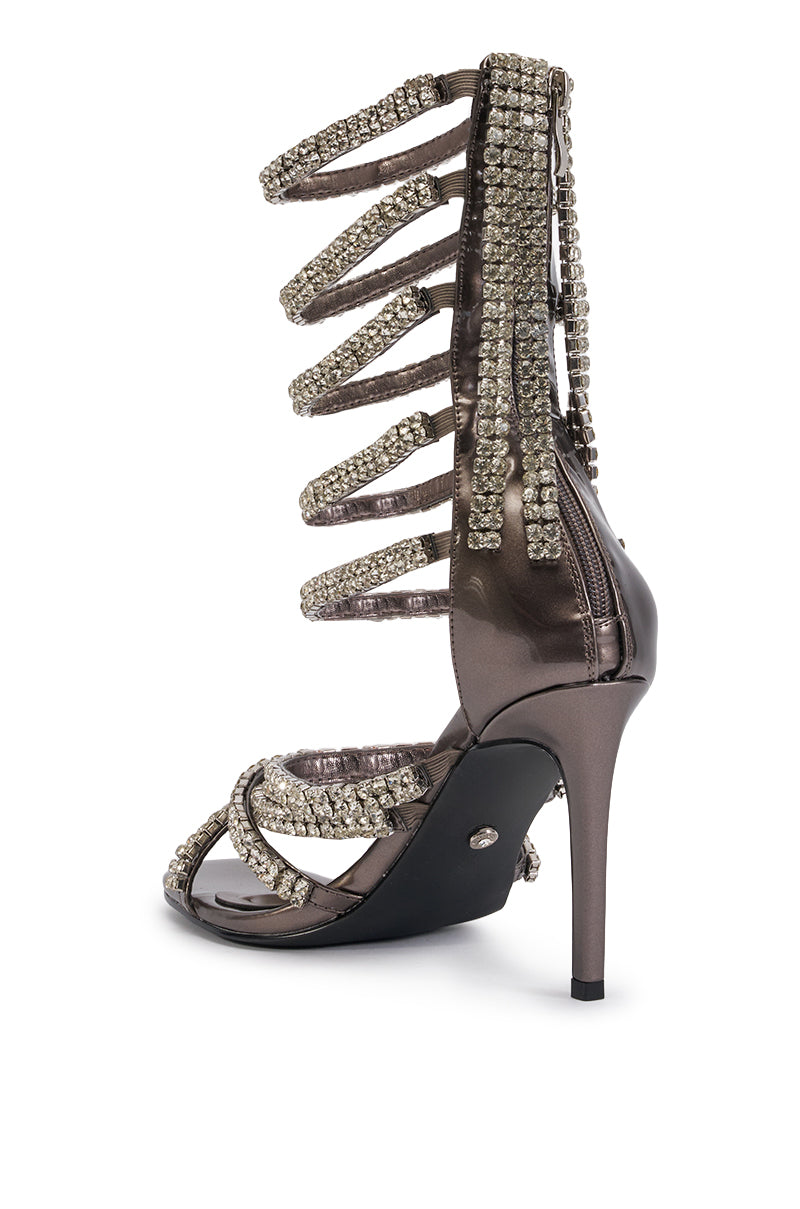 AZALEA WANG SHAYLA SILVER RHINESTONE STILETTO SANDAL
