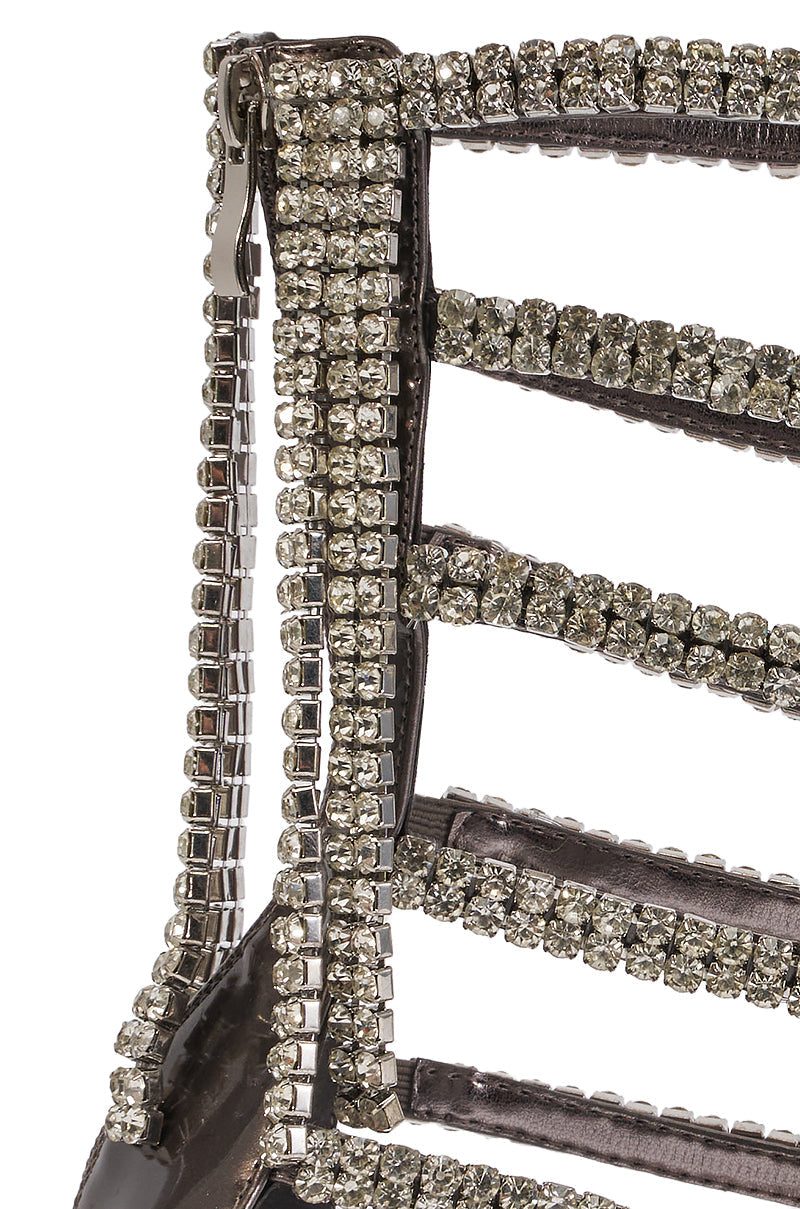 AZALEA WANG SHAYLA SILVER RHINESTONE STILETTO SANDAL