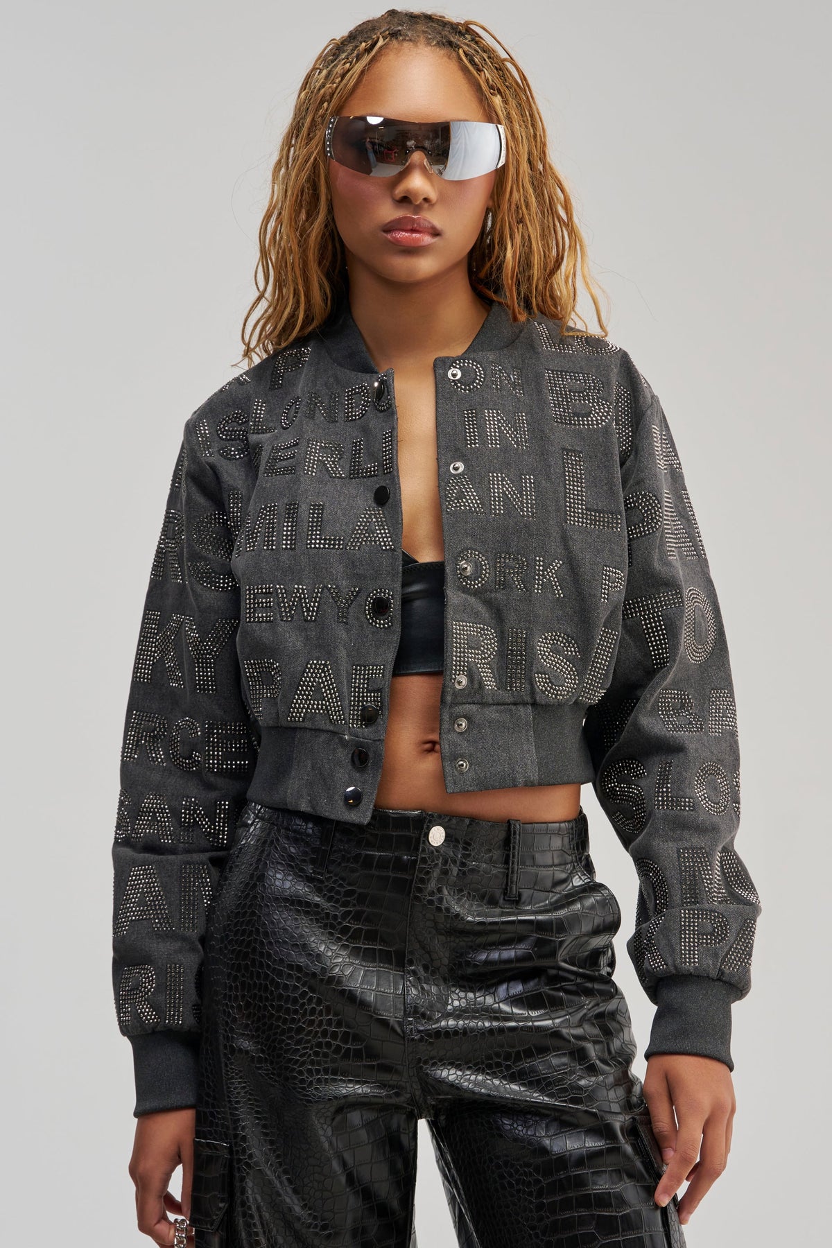 CATCHING FLIGHTS RHINESTONE BOMBER