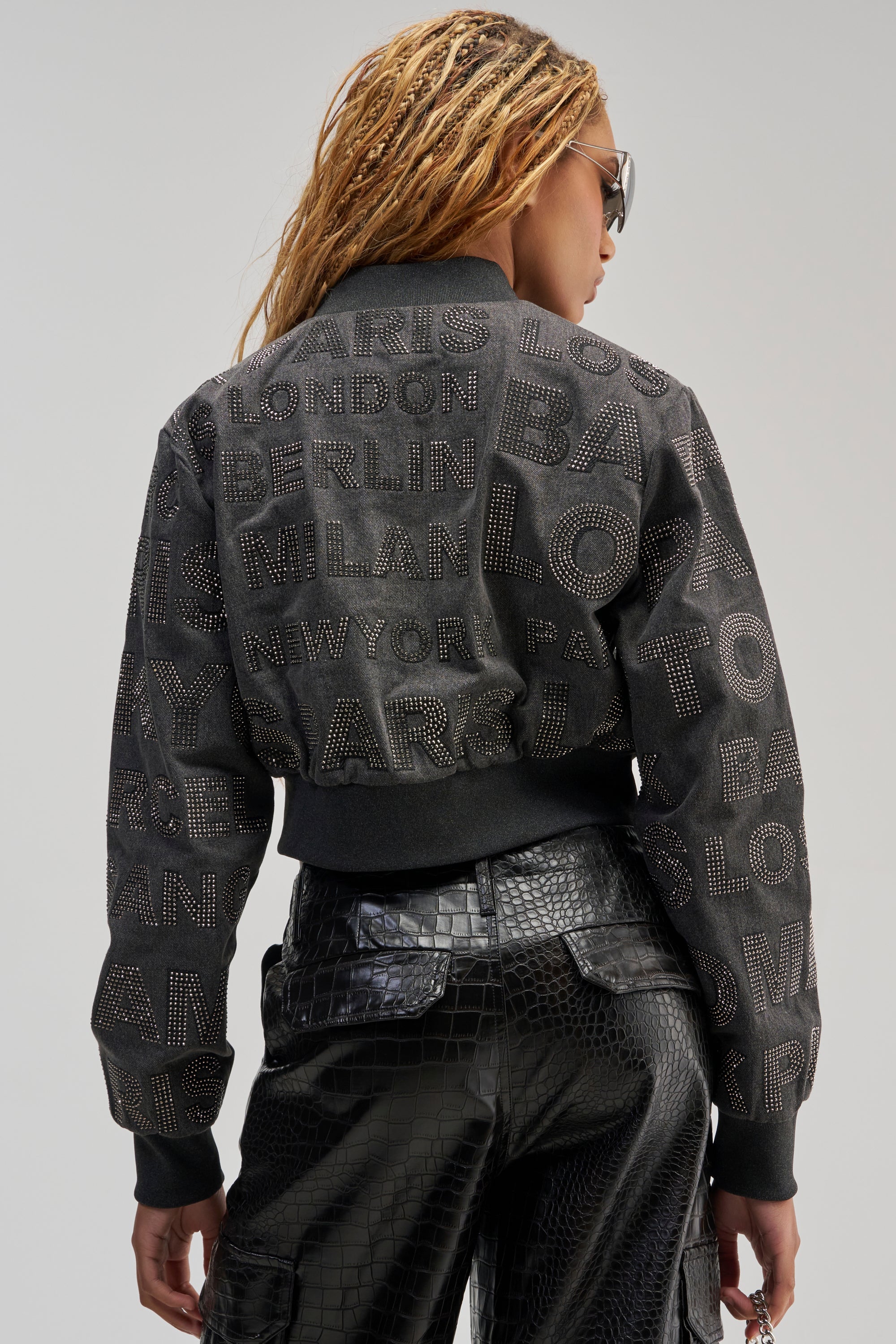 CATCHING FLIGHTS RHINESTONE BOMBER
