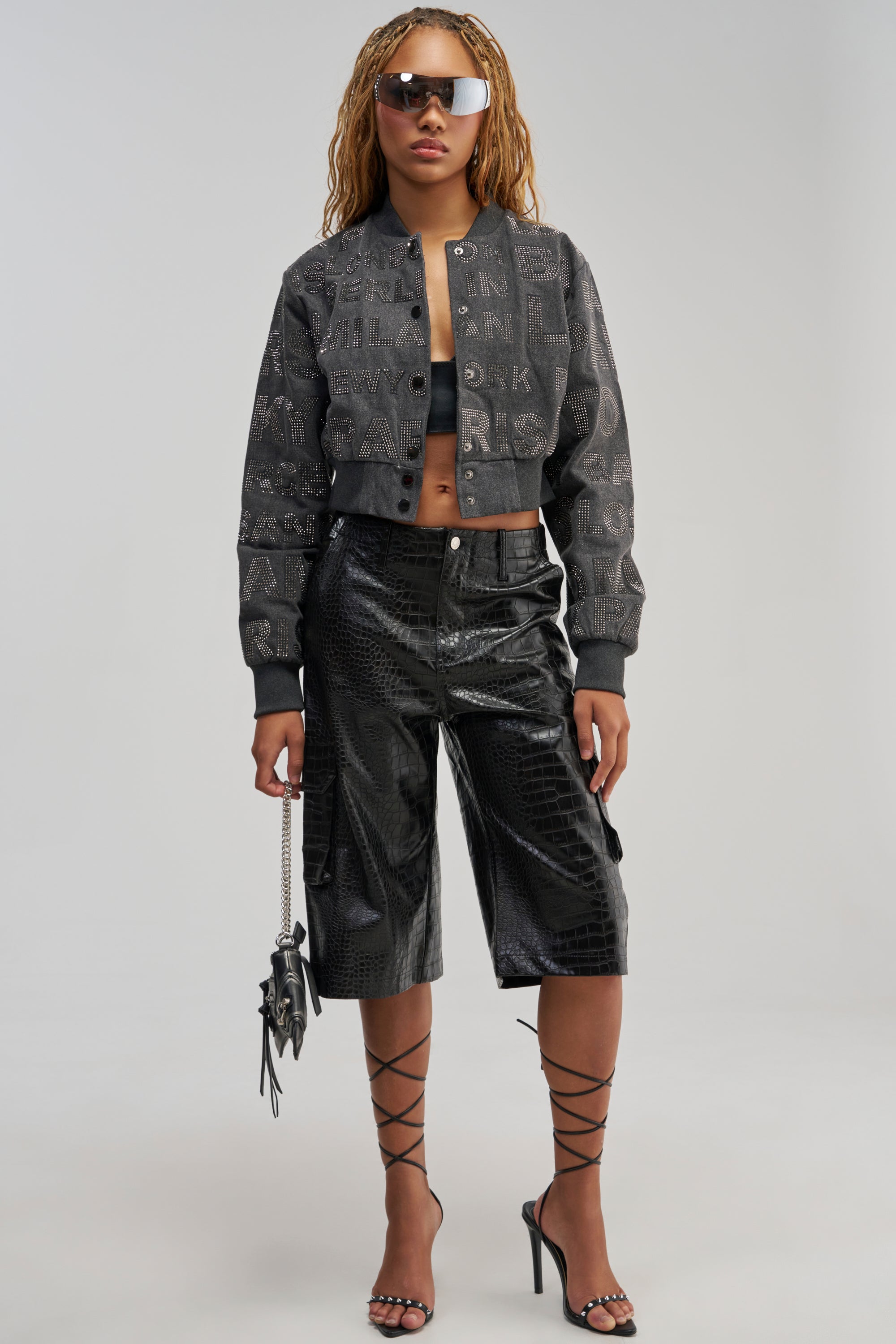 CATCHING FLIGHTS RHINESTONE BOMBER