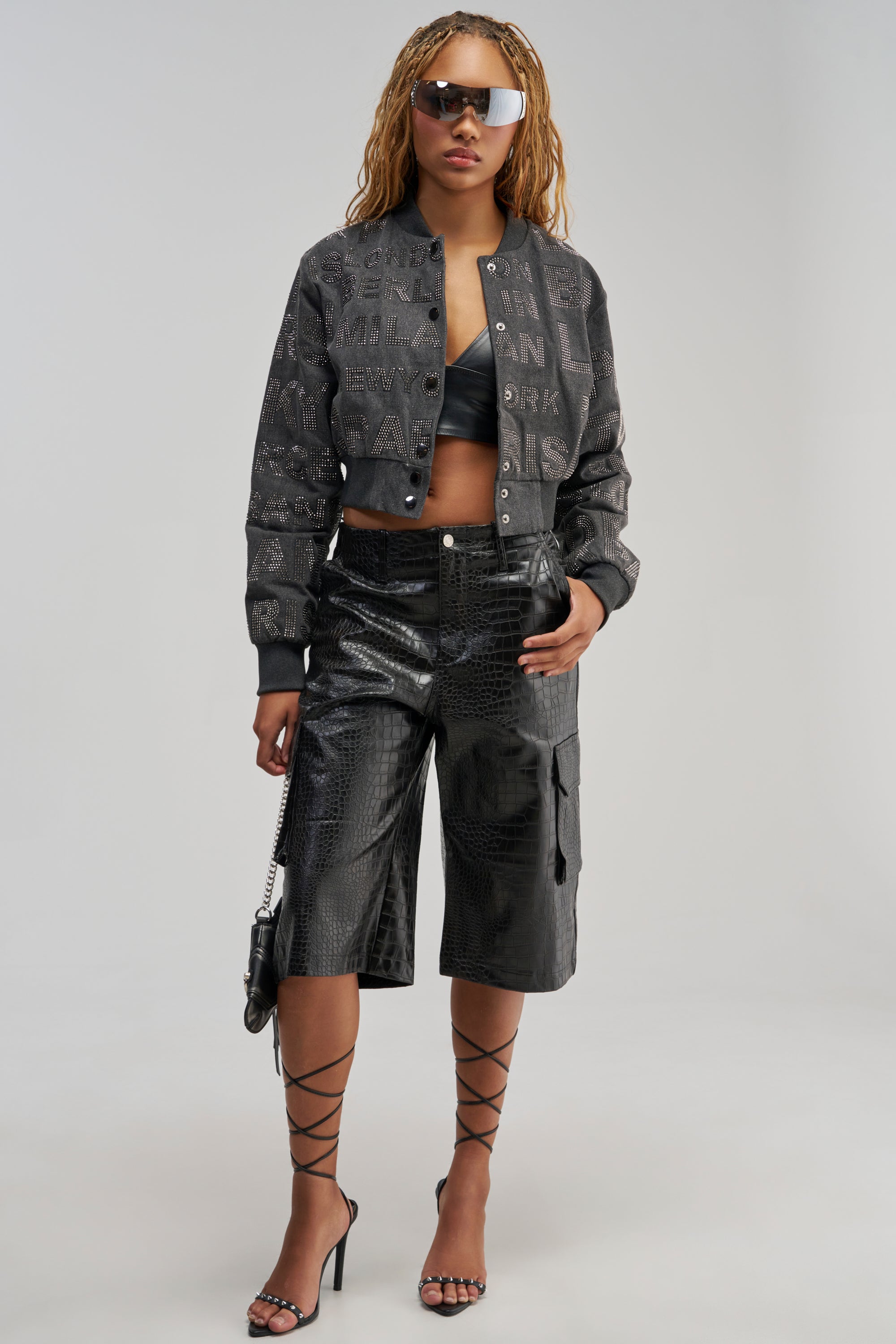 CATCHING FLIGHTS RHINESTONE BOMBER
