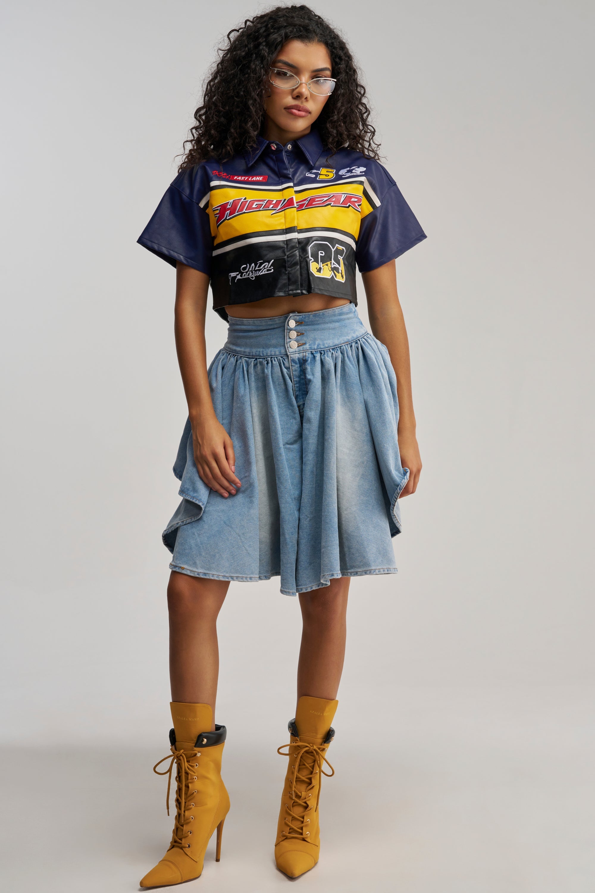 HIGH GEAR FAUX LEATHER SHORT SLEEVE BUTTON DOWN