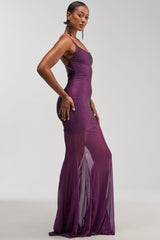 SHOW A LITTLE LEG RHINESTONE MAXI DRESS IN PLUM