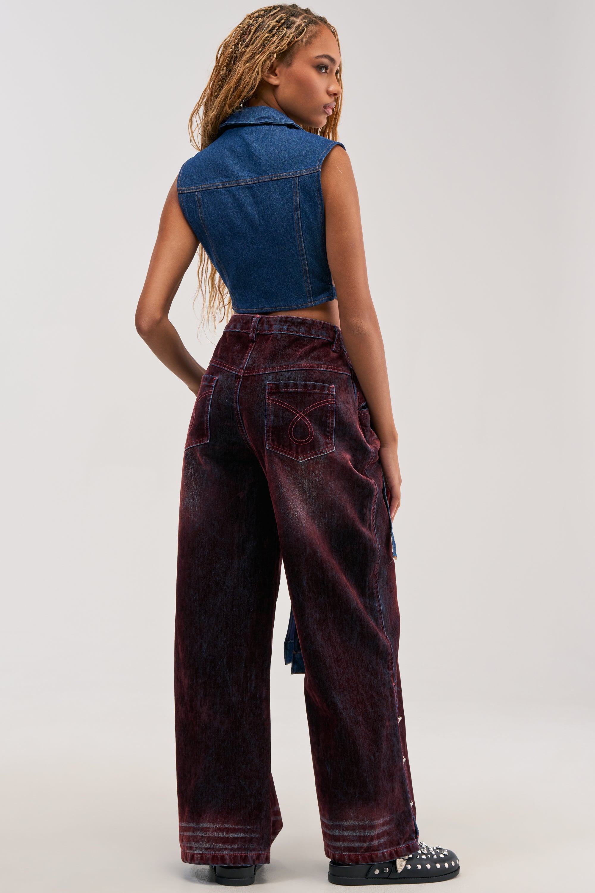 DOWN TO IT SPLIT VEST IN DARK DENIM
