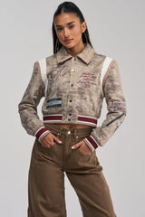 BIG EGO RHINESTONE BOMBER IN CAMO
