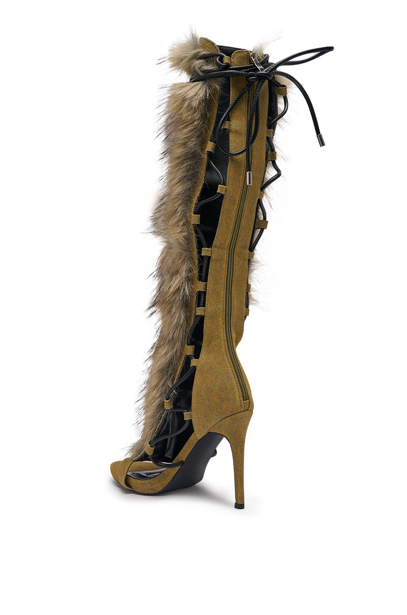 AZALEA WANG STAMOS DENIM MULTI STILETTO SANDAL