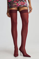 AZALEA WANG TATIENNE BURGUNDY MESH STILETTO BOOT