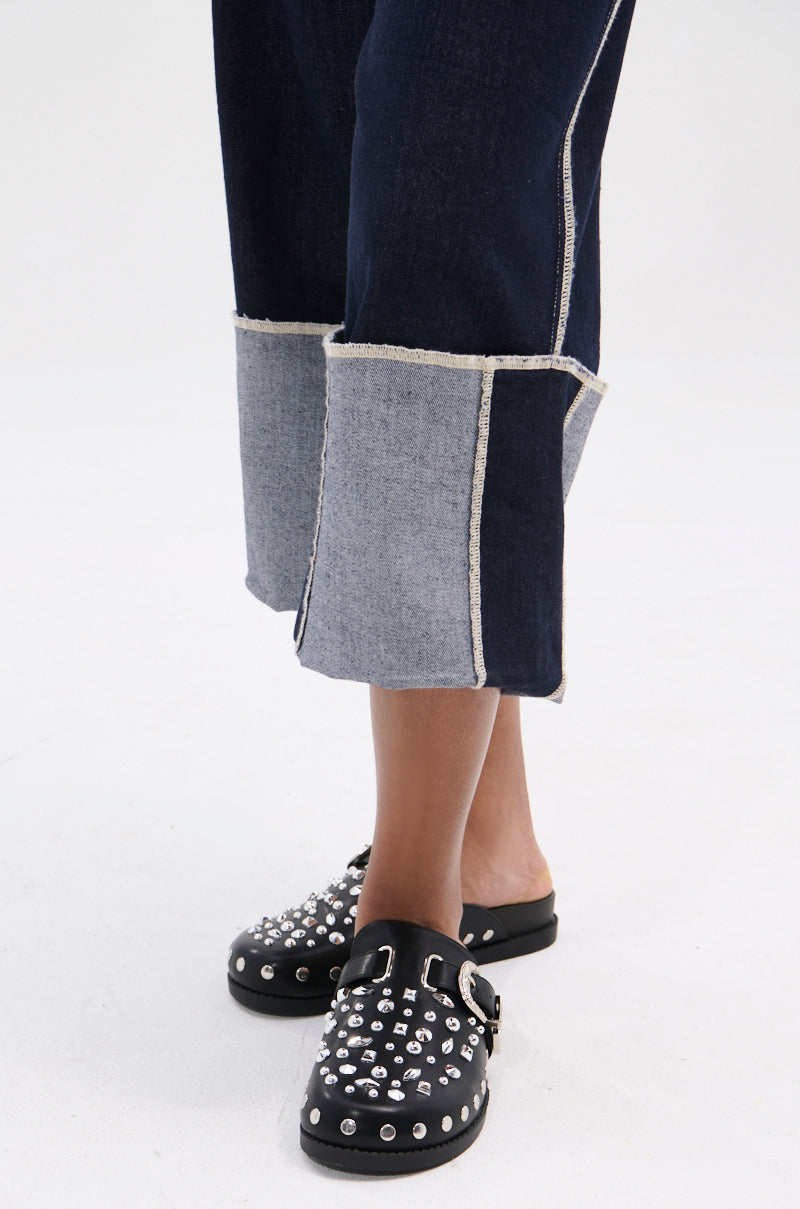 AZALEA WANG TURIN BLACK METAL EMBELLISHMENT FLAT