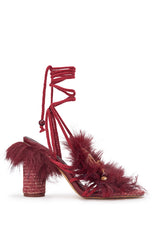 AKIRA GOLD UMIKA BURGUNDY FUR SANDAL