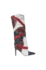 AKIRA GOLD VESSAE PATCHWORK STILETTO BOOT