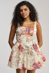 SOCIAL HOUR FLORAL MINI DRESS IN IVORY