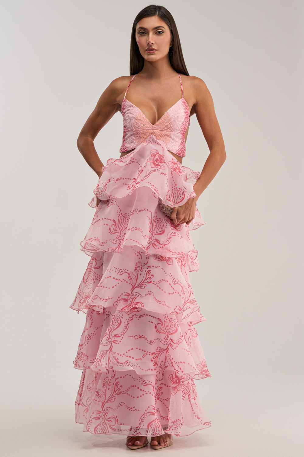 DON'T WAIT UP FLORAL CHIFFON MAXI DRESS