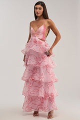 DON'T WAIT UP FLORAL CHIFFON MAXI DRESS