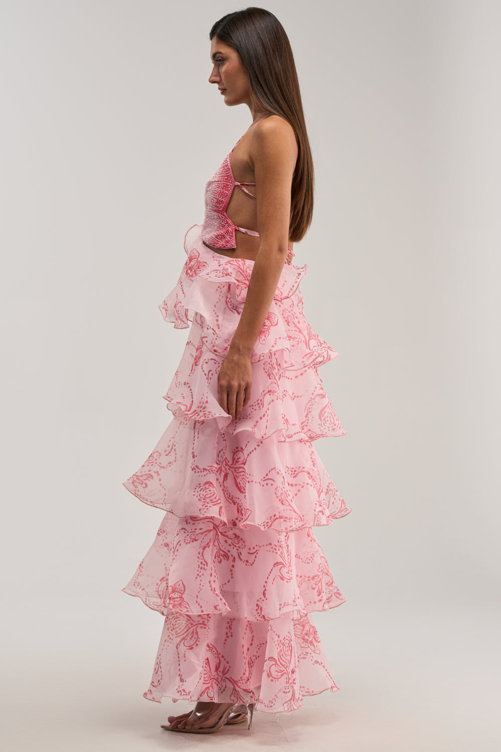 DON'T WAIT UP FLORAL CHIFFON MAXI DRESS