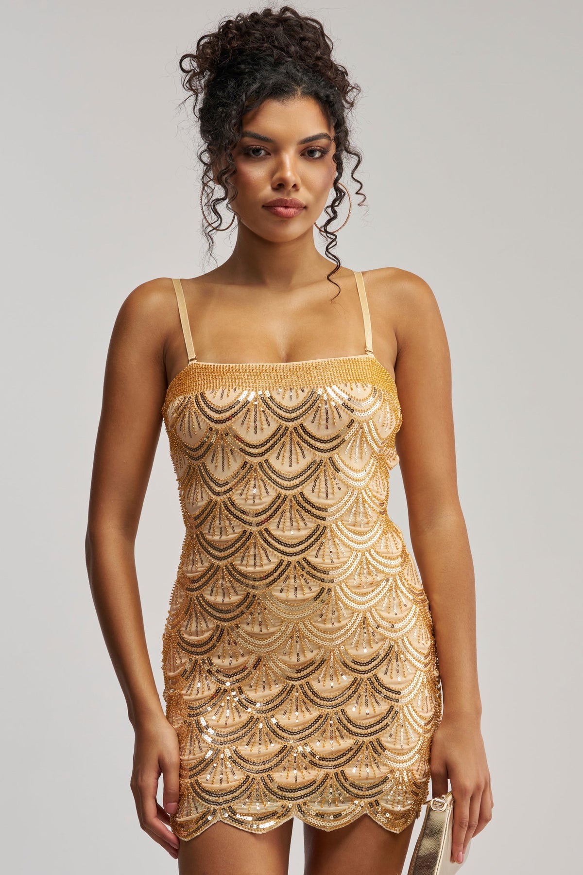 COCKTAIL HOUR SEQUIN MINI DRESS IN GOLD