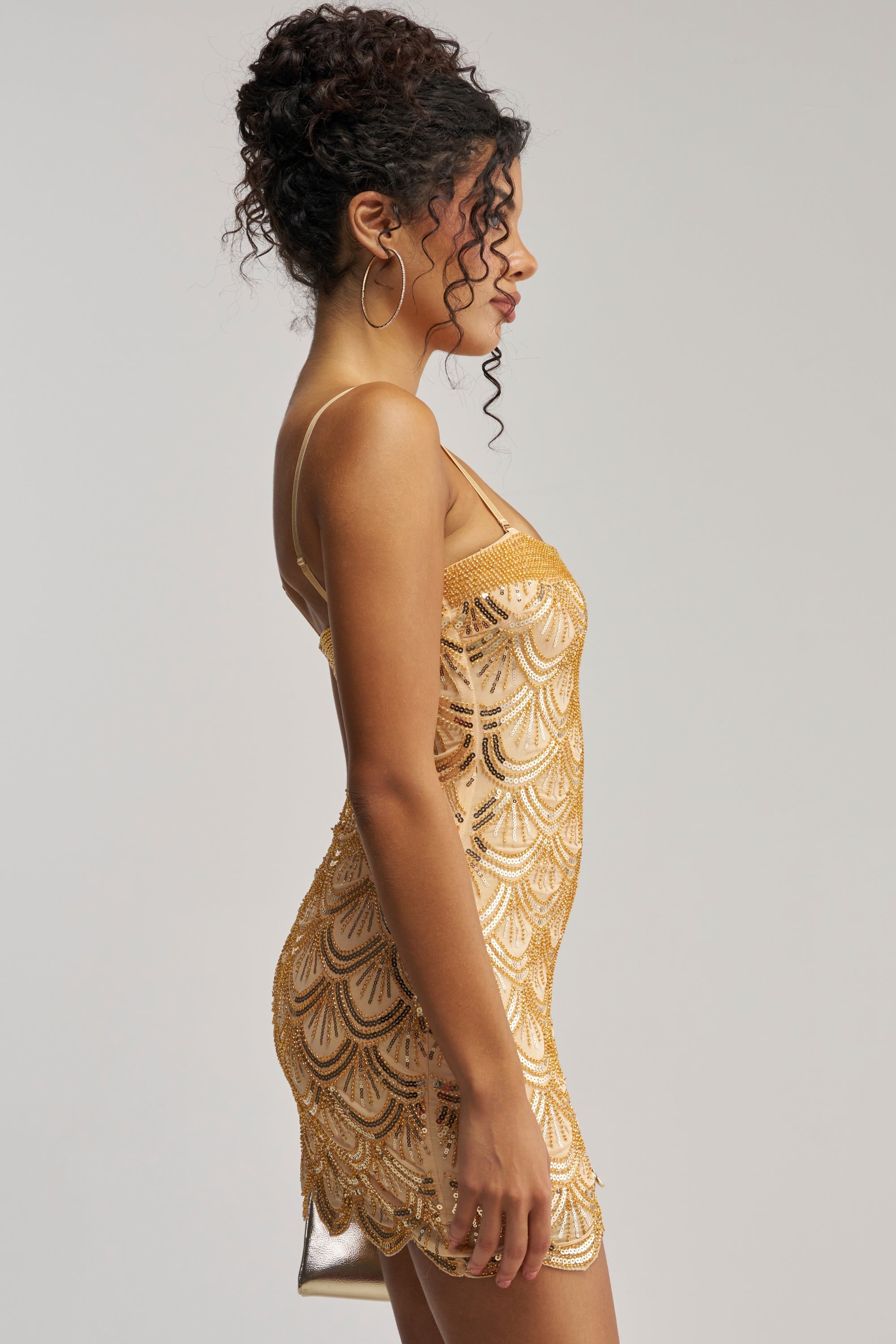 COCKTAIL HOUR SEQUIN MINI DRESS IN GOLD