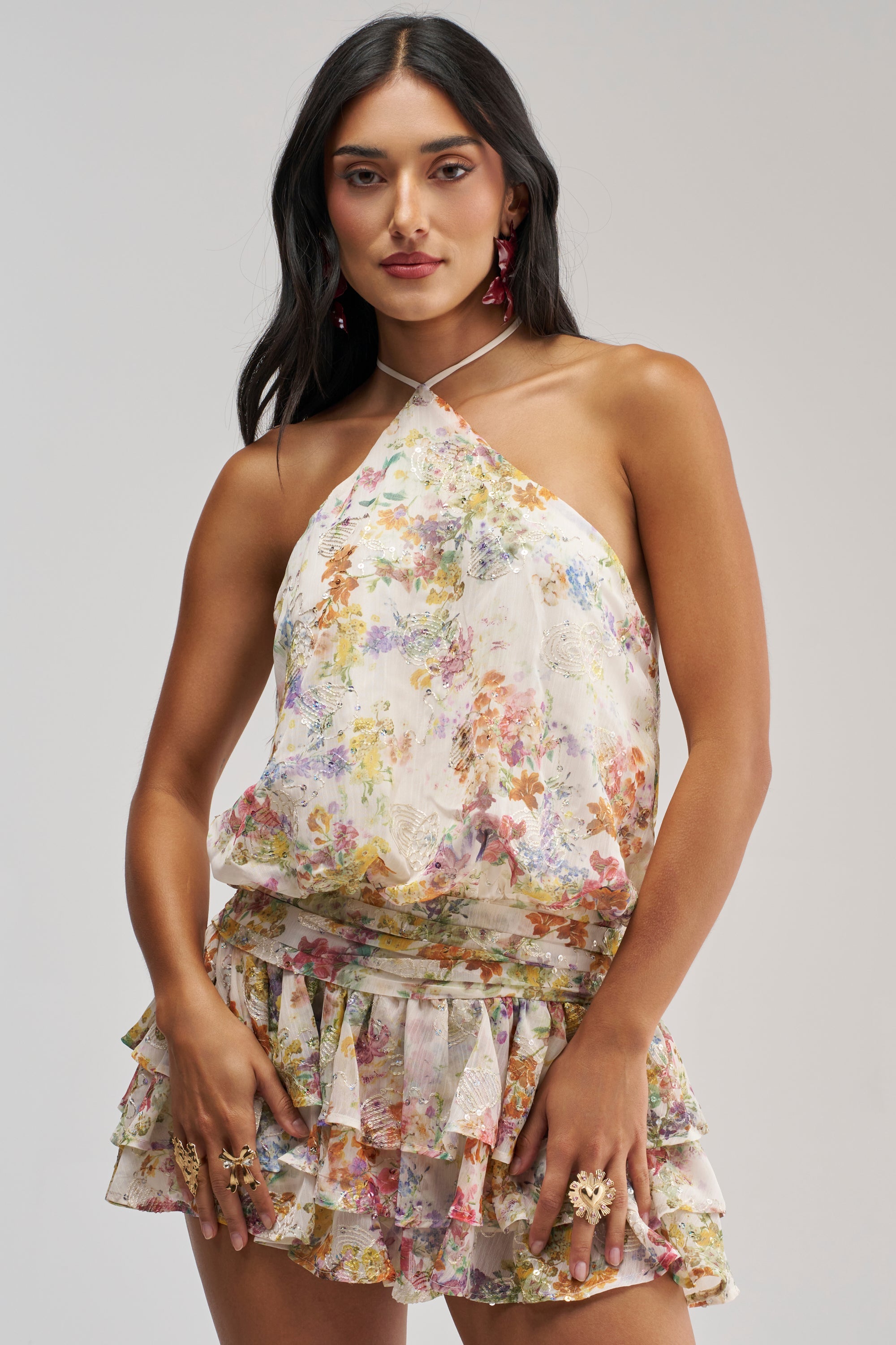 GARDEN PARTY MINI DRESS IN WHITE FLORAL