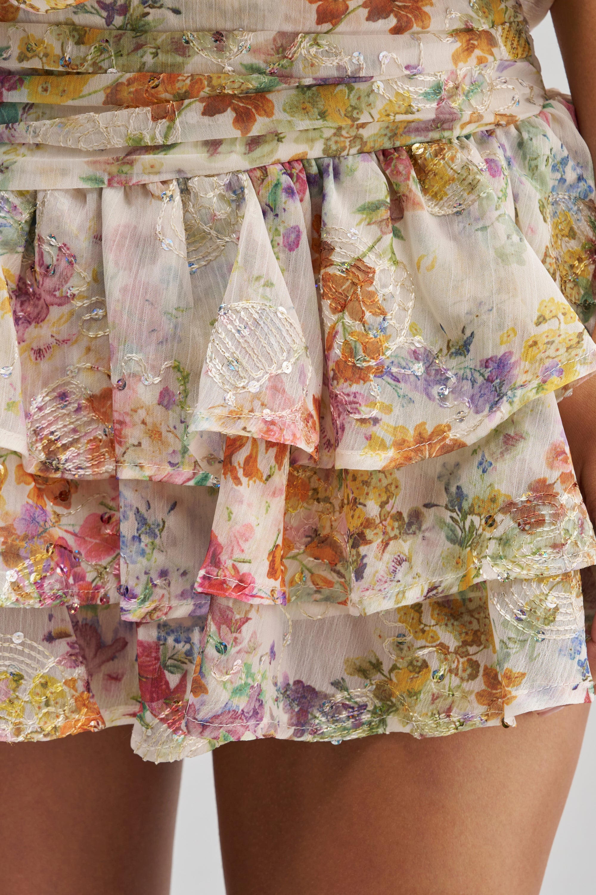 GARDEN PARTY MINI DRESS IN WHITE FLORAL