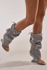 AZALEA WANG XYLAH GREY WEDGE GLADIATOR SANDAL