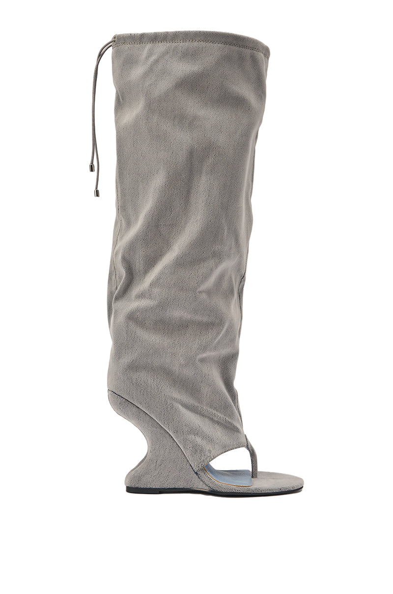AZALEA WANG XYLAH GREY WEDGE GLADIATOR SANDAL