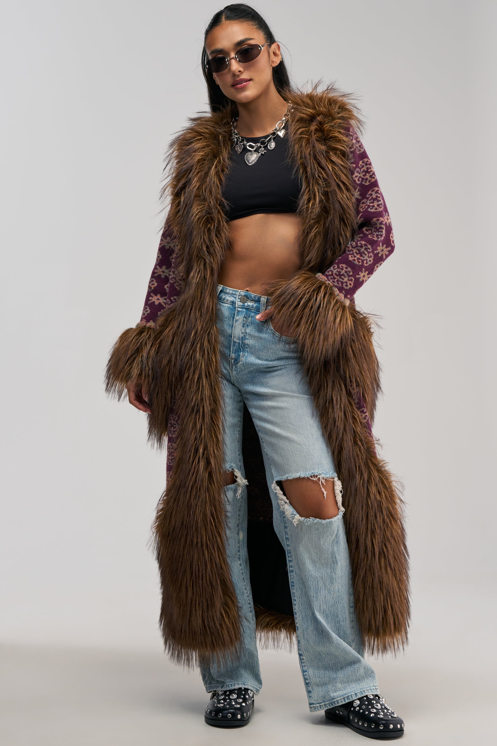 MAIN CHARACTER FUR TRIM CARDIGAN