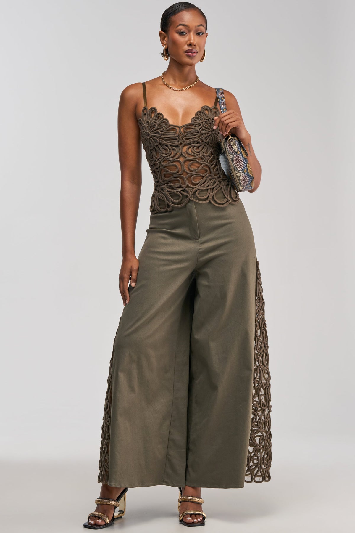 ITS GIVING ROPE DETAIL TROUSER IN OLIVE