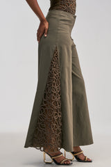ITS GIVING ROPE DETAIL TROUSER IN OLIVE