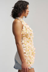 FLOWER POWER TOP IN WHITE MULTI