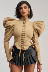 NEW HEIGHTS POPLIN CORSET BLOUSE